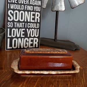 Vintage, ceramic, Hull brown drip ware butter dish